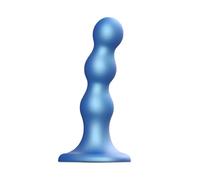 strap-on-me | Dildo/Plug "Balls" | Gamme Hybride | Epouse les Courbes du Corps, Diamètre des Perles Identique | Silicone Ultra-Doux - Compatible Harnais | Bleu Métallique, Taille M