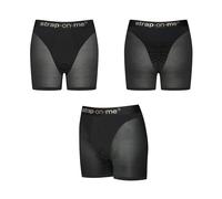 Strap-on-me Harnais Lingerie Halo Short Cycliste - Lingerie Harnais pour Gode,Taille Haute, Effet Seconde Peau, Microfibre & Tulle, Ceinture Élastique, Anneau Silicone Extensible - Noir (Extra Small)