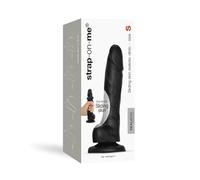 Strap-on-Me Sliding Skin Dildo Réaliste - Gode en silicone doux à double densité avec couche glissante, ventouse puissante, compatible harnais, gland et testicules moelleux Noir S