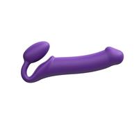 Strap-On-Me Strap-on Classique Nouvelle version - Sex Toy en Silicone Souple, Triple Stimulation (Vaginale, Anale & Clitoridienne) - Avec Œuf Ultra Doux, Cou Flexible, Design Ergonomique - Violet XL