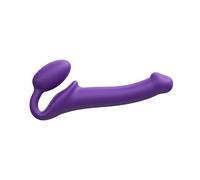 Strap-On-Me Strap-on Classique Nouvelle version - Sex Toy en Silicone Souple, Triple Stimulation (Vaginale, Anale & Clitoridienne) - Avec Œuf Ultra Doux, Cou Flexible, Design Ergonomique - Purple M