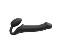 Strap-On-Me Strap-on Classique Nouvelle version - Sex Toy en Silicone Souple, Triple Stimulation (Vaginale, Anale & Clitoridienne) - Avec Œuf Ultra Doux, Cou Flexible, Design Ergonomique - Noir L