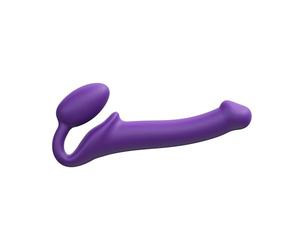 Strap-On-Me Strap-on Classique Nouvelle version - Sex Toy en Silicone Souple, Triple Stimulation (Vaginale, Anale & Clitoridienne) - Avec Œuf Ultra Doux, Cou Flexible, Design Ergonomique - Purple M