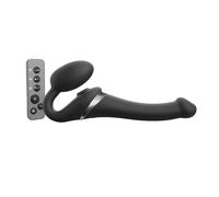Strap-On-Me Strap-on Multi Orgasm Télécommandé 3 moteurs - Technologie à mémoire de forme - Triple Stimulation - Sextoy Femme & Homme en Silicone Souple - Sans Harnais, Étanche - Black - S