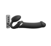 Strap-On-Me Strap-on Multi Orgasm Télécommandé 3 moteurs - Technologie à mémoire de forme - Triple Stimulation - Sextoy Femme & Homme en Silicone Souple - Sans Harnais, Étanche - Noir XL