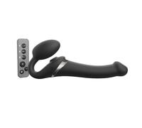 Strap-On-Me Strap-on Multi Orgasm Télécommandé 3 moteurs - Technologie à mémoire de forme - Triple Stimulation - Sextoy Femme & Homme en Silicone Souple - Sans Harnais, Étanche - Black - M