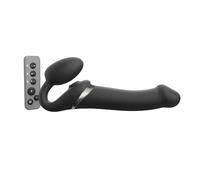 Strap-On-Me Strap-on Multi Orgasm Télécommandé 3 moteurs - Technologie à mémoire de forme - Triple Stimulation - Sextoy Femme & Homme en Silicone Souple - Sans Harnais, Étanche - Black - L