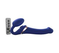 Strap-On-Me Strap-on Multi Orgasm Télécommandé 3 moteurs - Technologie à mémoire de forme - Triple Stimulation - Sextoy Femme & Homme en Silicone Souple - Sans Harnais, Étanche - Blue - M