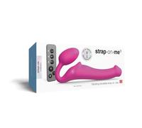 Strap-On-Me Vibrating Bendable Strap-On - Rechargeable Flexible Silicone Strap-On with Remote, Triple Motors, Waterproof (Fuchsia, M)