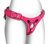 Strap U Bodice Deluxe Leather Corset Strap-On Harness for Men Women & Couples with Standard 1.5" O-Ring. Made with Durable Real Leather - Pink