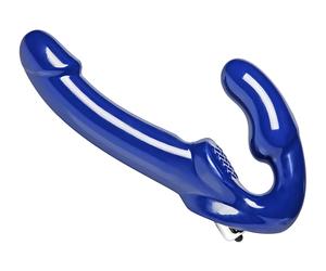Strap U Revolver II - gode ceinture vibrant - silicone bleu