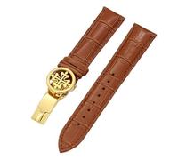 STRAPE DE MONTRE en cuir authentique 19 mm 20 mm 22 mm Bands de surveillance pour Patek Philippe Wath Bands avec acier inoxydable Deploy Clasp Men Femmes (couleur: brun clair doré, taille: 20 mm)