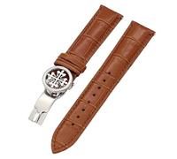 STRAPE DE MONTRE en cuir authentique 19 mm 20 mm 22 mm Bands de surveillance pour Patek Philippe Wath Bands avec acier inoxydable Deploy Clasp Men Femmes (couleur: brun clair doré, taille: 20 mm)