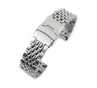 StrapHabit Beads of Rice Bracelet de montre en acier inoxydable style vintage BOR 18 mm, 19 mm, 20 mm, 21 mm, 22 mm, 24 mm (Argenté)