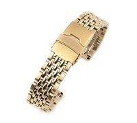 StrapHabit Beads of Rice Bracelet de montre en acier inoxydable vintage BOR 18 mm, 19 mm, 20 mm, 21 mm, 22 mm, 24 mm (or jaune, 19 mm)