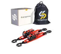 Strapinno Lot de 2 Sangles à cliquet rétractables - 2,5 cm x 0,8 m - Résistance à la Rupture de 1 088,6 kg - Crochets en S avec Clip de sécurité - pour Bateau, Jetski, Seadoo, Waverunner et PWC