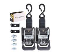 Strapinno Lot de 2 Sangles à cliquet rétractables (4,5 cm x 1,2 m) - Attaches Robustes pour Bateau, remorque de WC - Supports de Montage supplémentaires et Ensemble de boulons, loquet de sécurité en