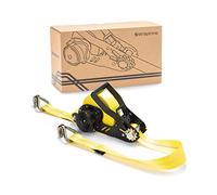 STRAPINNO Sangle d'arrimage à cliquet rétractable - Sangle Robuste de 5,1 cm x 8,2 m avec Doubles Crochets en J, Sangle sans nœuds, résistance à la Rupture de 4,5 kg et Limite de Charge de Travail de