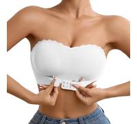 Strapless Bra with Front Closure for Everyday Comfort During Leisure Activities.Versatile Design for All Seasons., Khaki, M(White,S)