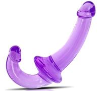Strapon-Me Sex Ceinture Femme Double Gode Violet 13.5cm & 12cm Plug Anal Extenseur XXL Doppeldildo TPE Souple Réaliste Étanche Sextoy Couple Femme Homme Pénétration Vaginale Anale FOPS D28-1