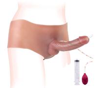 Strapon Realiste en Silicone 6.5in avec Fonction Spermatique, Dildo Élastique pour Femme, Harness Main-Forte pour Couples Lesbien et Solo, Pénis Vaginal Réaliste