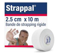 Strappal - Bande de strapping rigide pour le traitement et la prévention des blessures sportives - Adhérence élevée à la peau - Sans latex - 2,5 cm x 10 m, blanc, 1 rouleau