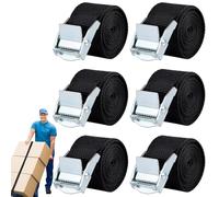 Straps 6 Pieces 1 m x 25 mm Sangle à Cliquet avec Boucle Sangle d'Arrimage avec Tendeur Capacité d’arrimage 250 kg pour Fixation Moto/Voiture/Porte Vélo/Bagage/Déménagement Puissance de Traction