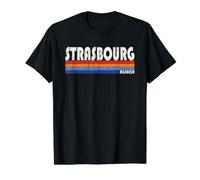 Strasbourg Alsace Style Rétro Années 70 80 T-Shirt Graphique avec Valeur, Homme, Noir, M