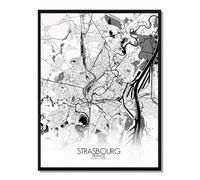 Strasbourg carte ville city map n&b