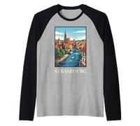 Strasbourg France Alsace Canal City Œuvre de Voyage Vintage Manche Raglan