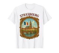 Strasbourg France City Travel Bridge Cadre vintage victorien T-Shirt
