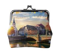 Strasbourg Porte-monnaie en cuir imprimé coucher de soleil pour homme et femme