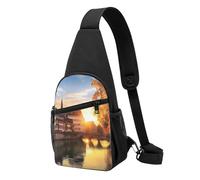 Strasbourg Sundown Sac à dos décontracté à bandoulière pour homme et femme, Noir , Taille unique, Sac à dos décontracté