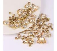 Strass à coudre, 130 pièces, strass en verre, dos en métal, sertissage griffe, formes mixtes, champagne