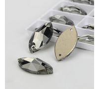 Strass à coudre à dos plat pour vêtements et sacs - T215 Black Diamond - 36 pièces (9 mm, 18 mm)