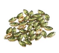 Strass à coudre avec pince en laiton doré pour travaux d'aiguille, couture, vêtements, chaussures, pierres acryliques, 7x15mm-20pcs, Épaisseur : laiton, Cristal