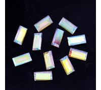 Strass à coudre, Couleurs Rectangle Point Dos Feuille Pierre de Verre Facettes(Ab Color,3x7mm 20pcs)