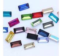 Strass à coudre, Couleurs Rectangle Point Dos Feuille Pierre de Verre Facettes(Multi colored,10x30mm 4pcs)