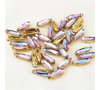 Strass à coudre, Lot de 20 strass en verre à sertir en forme de larme, 4 x 15 mm, multicolores, à coudre(Gold Violet Light,4x15mm -500pcs)
