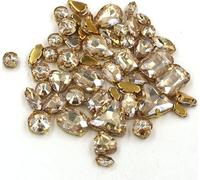 Strass à coudre, Lot de 50 pierres de cristal de différentes formes, faites à la main, à coudre sur sacs, chaussures ou vêtements.(Champagne)