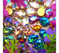 Strass à coudre, Perles de strass à coudre en verre, serties griffes, forme goutte d'eau, multicolores, plusieurs tailles, paquet plus 1500 pièces(6x8mm 50pcs A16 AB colors mix)