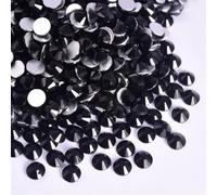 Strass à dos plat en cristal, Strass multicolores non thermocollants, de différentes tailles, en verre cristal AB, 288 pièces for nail art(Jet Black,SS50-144pcs)