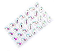 Strass à dos plat en forme de navette cousus sur du verre cristal, strass pour vêtements, artisanat à coudre-Crystal AB-9x18mm 28pcs