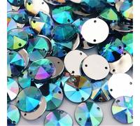 Strass à dos plat, Strass acryliques de forme ronde couleur Ab, 100 pièces, décoration à dos plat, 2 trous