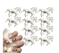 Strass À Ongles,10 Pièces Décorations Métalliques 3D Forme Cheval Accessoires Beauté | Décorations et Joyaux pour Ongles | Pour Filles Ado Mères Salon Maison Fête Cadeau