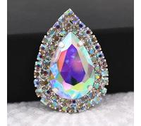 strass, Accessoires vestimentaires en verre, cristal, pierre, double rangée, chaîne, bordure forme de larme, strass à coudre, robe DIY)(Crystal Ab(silver))