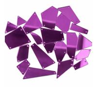 Strass acryliques effet miroir pour travaux d'aiguille, à coudre, irréguliers, violets, tailles variées, 60 pièces