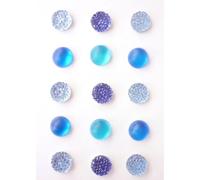 Strass Adhésif Givré 10mm Bleu 15 Pièces