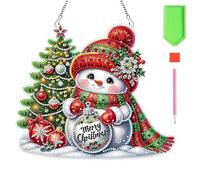 Strass Art Décoration de Noël | Kit de bricolage 2D en acrylique | Ornement festif à suspendre, pour les amateurs d'art, les festivals, les planificateurs, la porte, le bureau, la couronne de