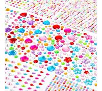 Strass Autocollants 12 Feuilles Acrylique Strass Autocollant Différentes Tailles Gem Auto-Adhésifs pour L'artisanat Fournitures, Cadres Photo, Maquillage, DIY, Cartes de Vœux 3200+